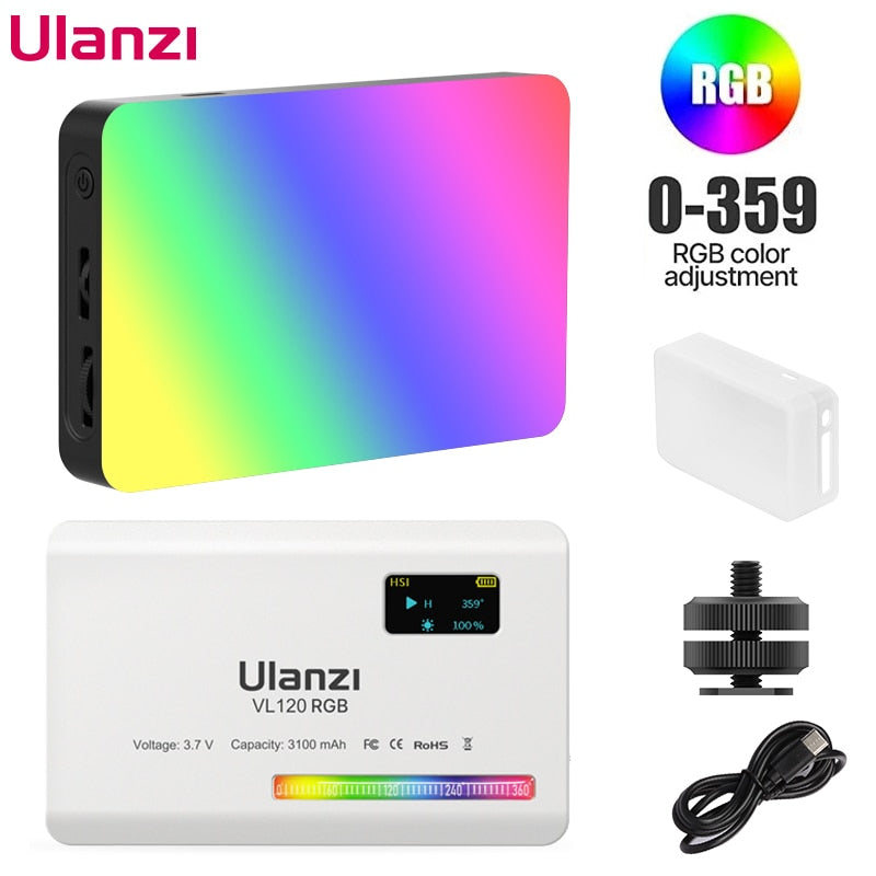 VL120 RGB on Camera LED Video Lights with Diffuser 2500-9000K CRI 95+ 3100mAh LED Video Light Panel for Camera Phone Photography Lights Video camera lights DailyAlertDeals