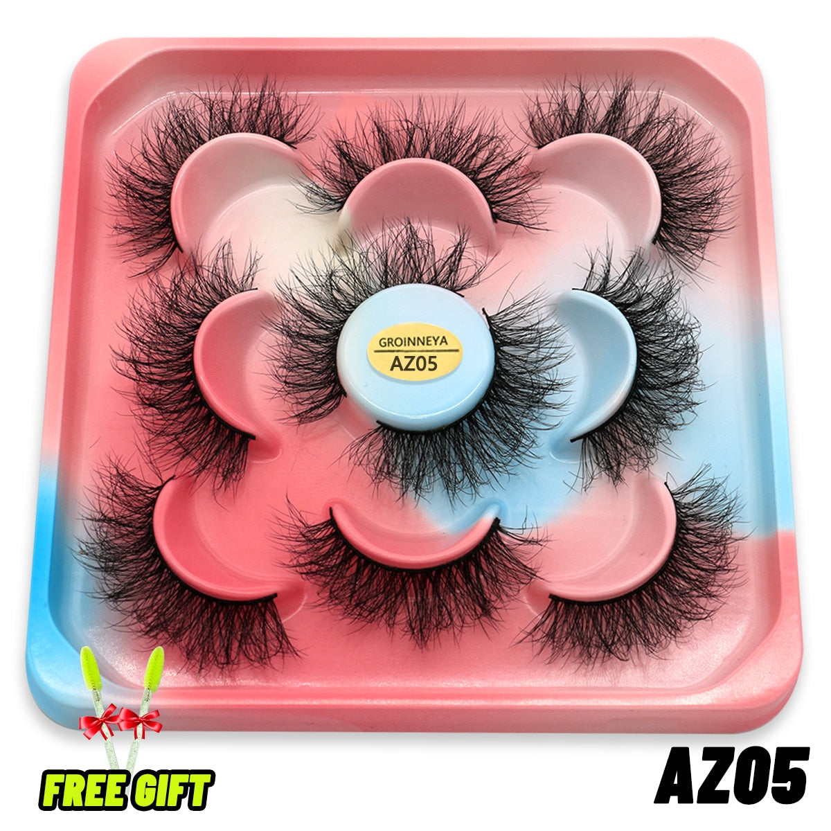 GROINNEYA Eyelashes 3D Mink Lashes Fluffy Soft Wispy Natural Cross Eyelash Extension Reusable Lashes Mink False Eyelashes Makeup 0 DailyAlertDeals 5pairs-AZ05 France