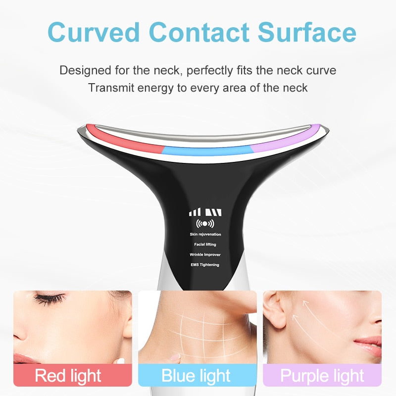 Neck Anti Wrinkle Face Lifting Beauty Device LED Photon Therapy Skin Care EMS Tighten Massager Reduce Double Chin WrinkleRemoval 0 DailyAlertDeals