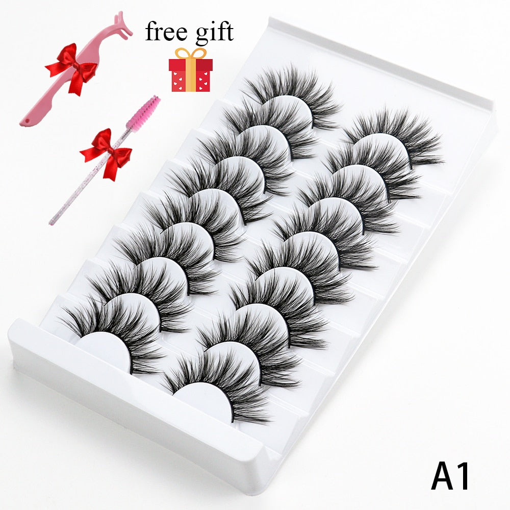 5/8 Pairs Faux Mink Eyelashes Soft Fluffy Natural False Eyelashes 3D Thick Dramatic Makeup Eyelashes Reusable Handmade Lashes  DailyAlertDeals A1 China