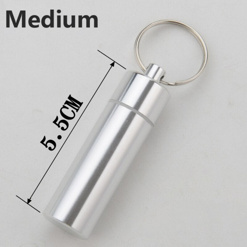 Waterproof Aluminum Pill Box Case Bottle Cache Drug Holder for Traveling Camping Container Keychain Medicine Box Health Care health care pill box DailyAlertDeals