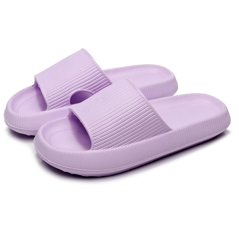 Women Thick Platform Cloud Slippers Summer Beach Eva Soft Sole Slide Sandals Leisure Men Ladies Indoor Bathroom Anti-slip Shoes DailyAlertDeals purple 36-37(240mm)