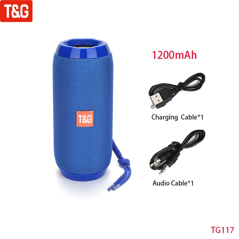 T&G TG117 Portable Bluetooth Speaker Wireless Bass Column Waterproof Outdoor Music Vibro Speakers TF Card Subwoofer Loudspeaker 0 DailyAlertDeals China Blue Speaker