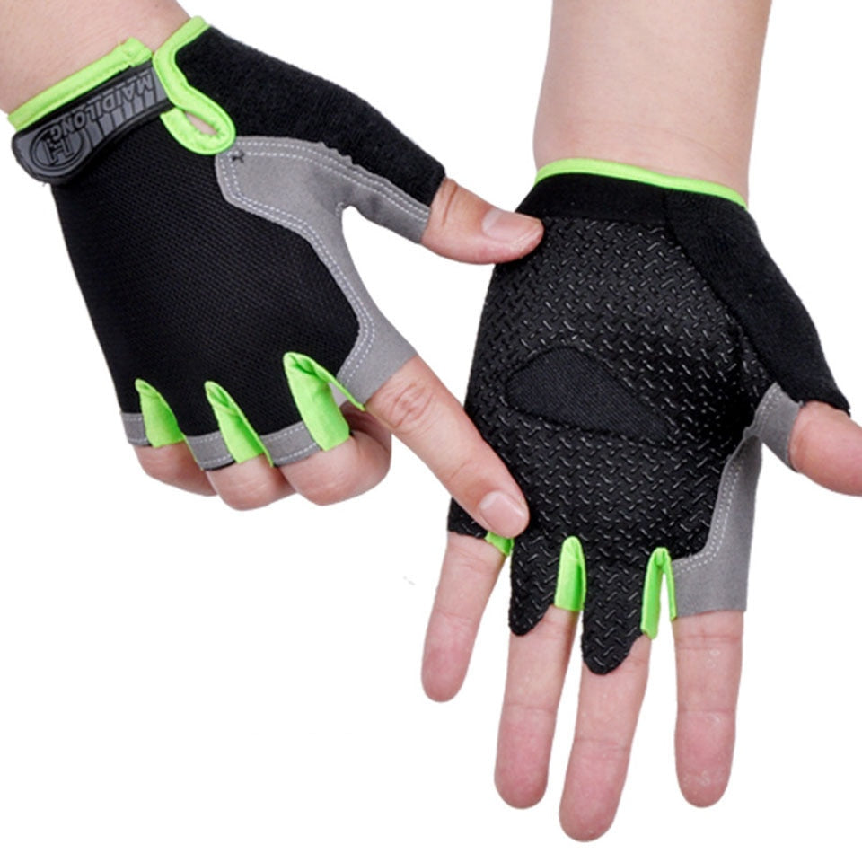 HOT Cycling Anti-slip Anti-sweat Men Women Half Finger Gloves Breathable Anti-shock Sports Gloves Bike Bicycle Glove Gloves DailyAlertDeals Type A--Green S