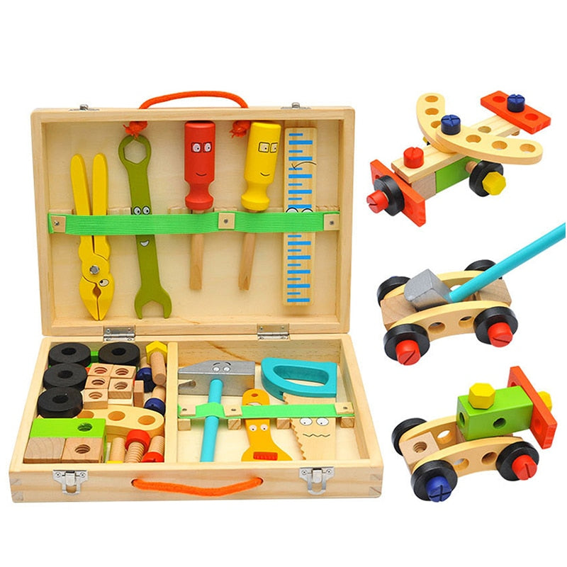 Wooden Assembling Chair Montessori Toys Baby Educational Wooden Blocks Kids Montessori Wooden Assembling Chair Toys DailyAlertDeals Wooden Toolbox-WT062