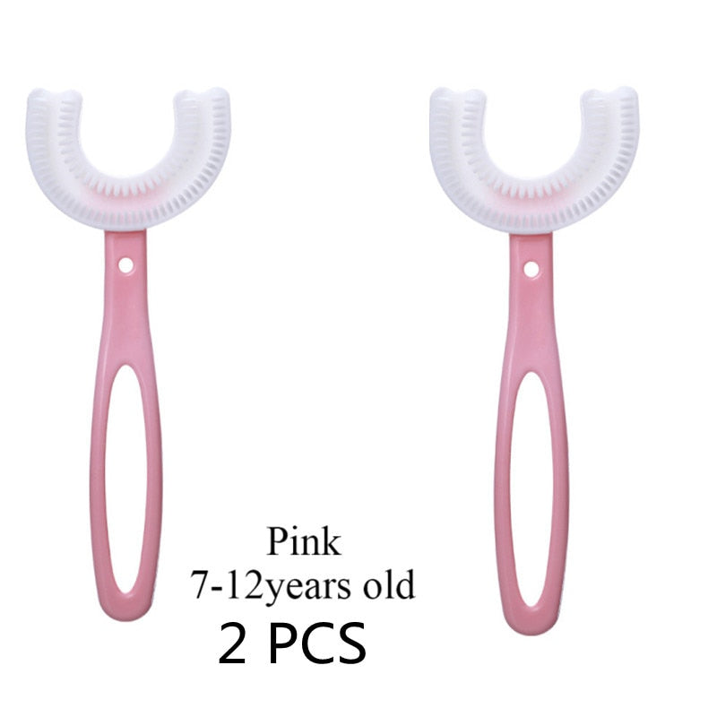 Toothbrush Children 360 Degree U-shaped Child Toothbrush Teethers Brush Silicone Kids Teeth Oral Care Cleaning baby teether DailyAlertDeals 2pcs 4