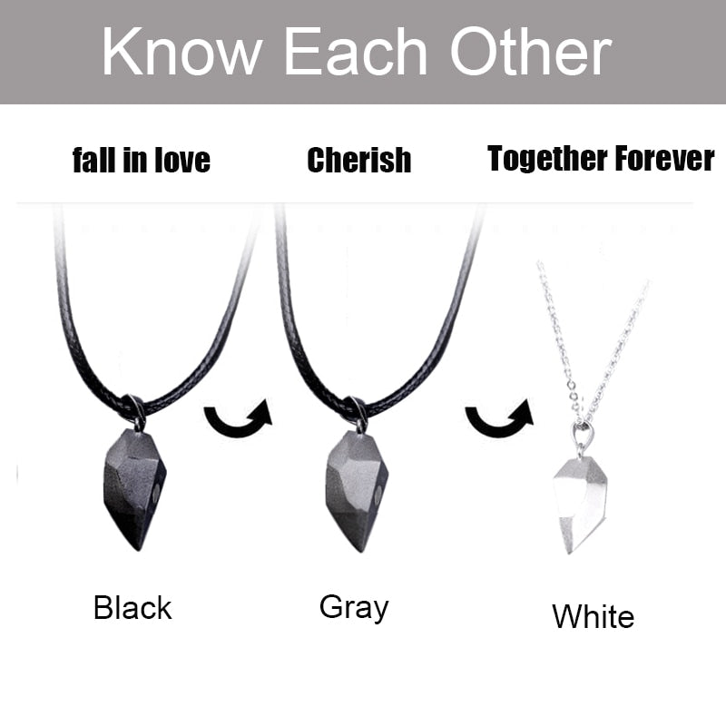 2Pcs/Lot Magnetic Couple Necklace Friendship Heart Pendant Distance Faceted Charm Necklace Women Valentine's Day Gift 2021 0 DailyAlertDeals