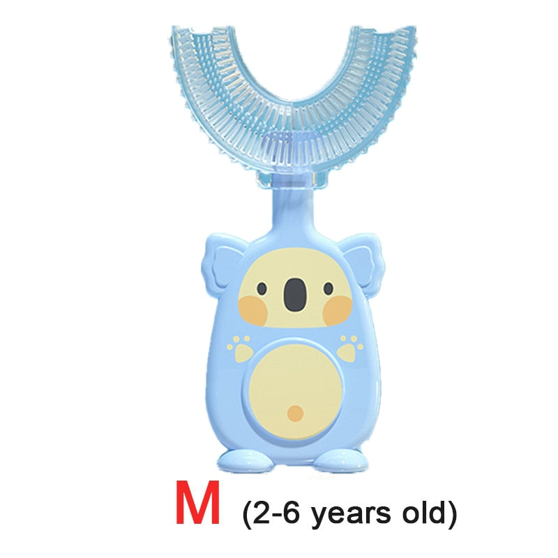 Baby toothbrush children teeth oral care cleaning brush soft Silicone teethers baby toothbrush new born baby items 2-12Y Baby silicon soft toothbrush DailyAlertDeals koala blue M
