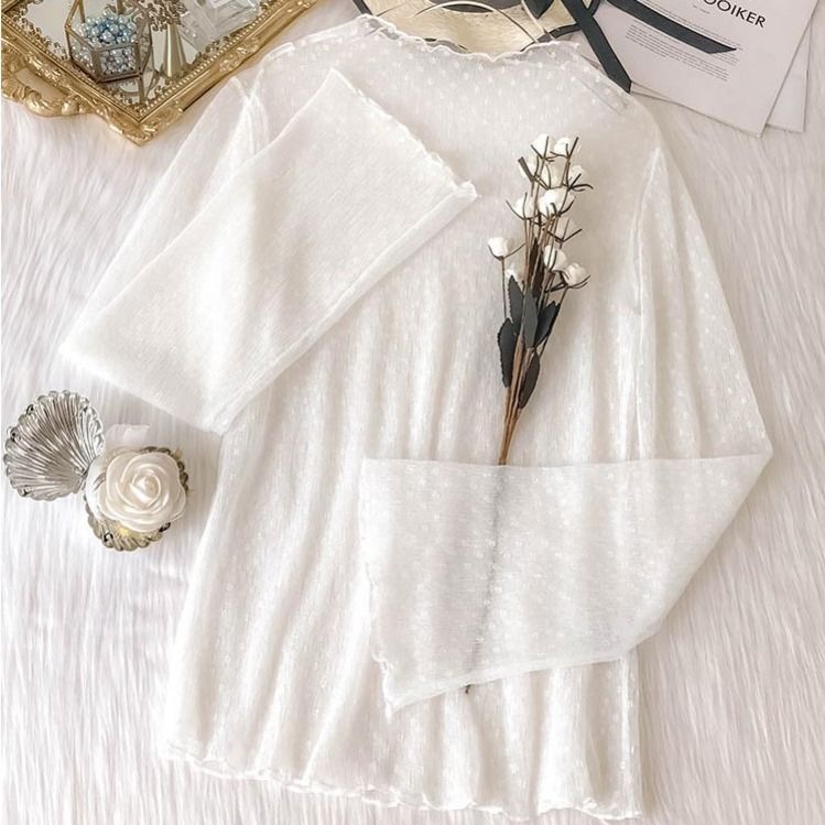 JuneLove New Transparent Korean Fashion Loose Women Blouse 22 Colors Can Choose Female Bottoming Blouses Plus Size Cheaper Tops 0 DailyAlertDeals 343JWHITE 40-65KG