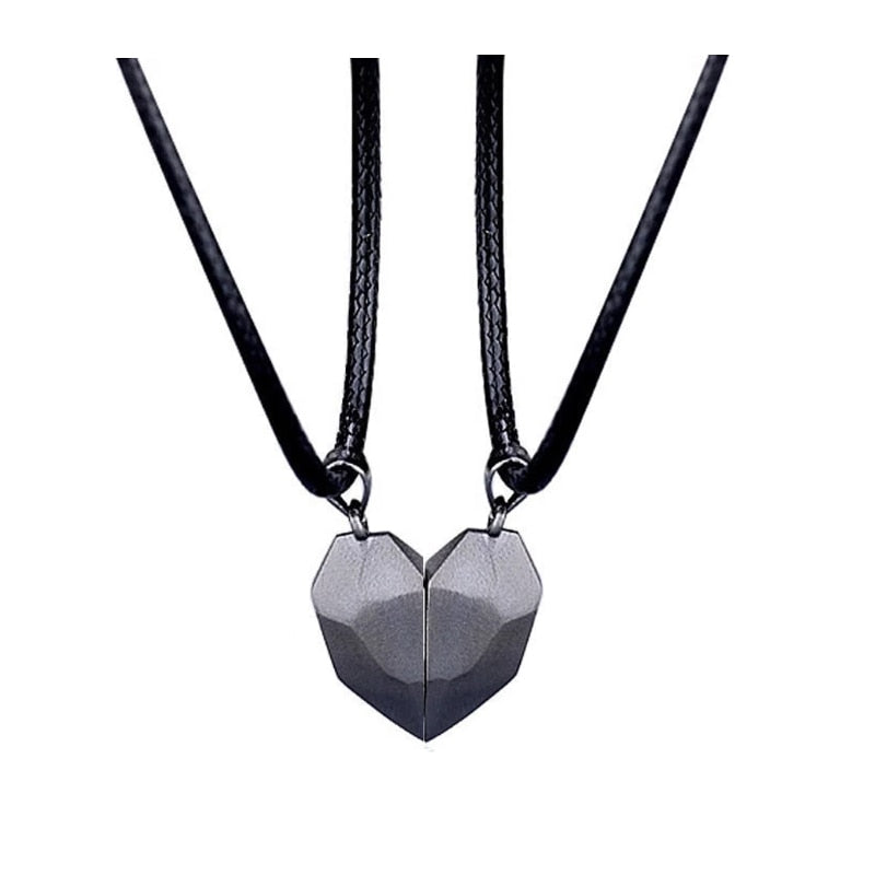 2Pcs/Lot Magnetic Couple Necklace Friendship Heart Pendant Distance Faceted Charm Necklace Women Valentine's Day Gift 2021 0 DailyAlertDeals 2