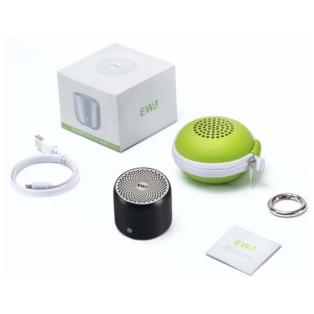 EWA Travel Case Packed, A106 Pro Portable Bluetooth Speaker with Custom Bass Radiator, Brief Design, IP67 Waterproof, Perfect Mini Speaker for Shower, Room, Bike, Car (Black) mini speakers DailyAlertDeals