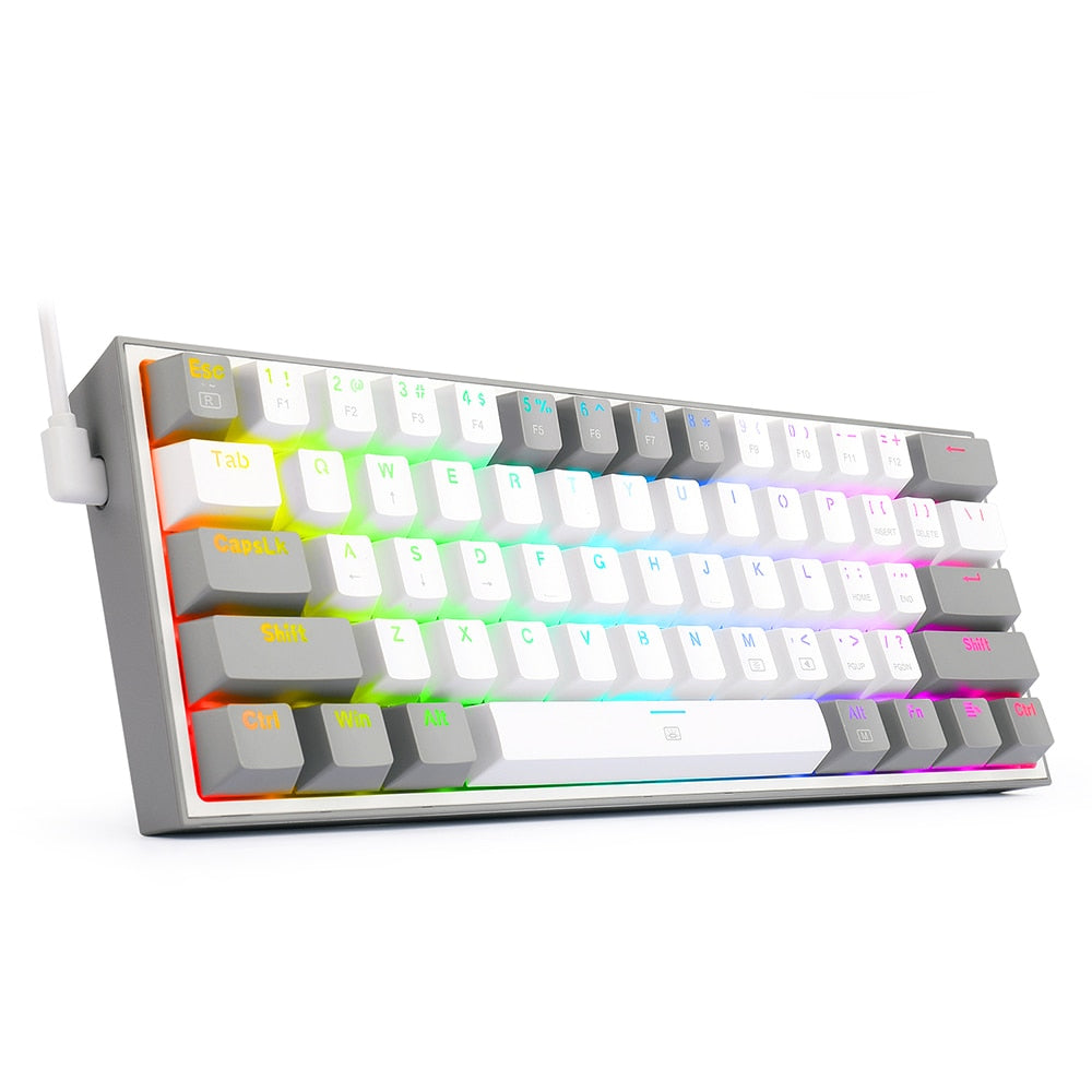 REDRAGON Fizz K617 RGB USB Mini Mechanical Gaming Wired Keyboard Red Switch 61 Key Gamer for Computer PC Laptop detachable cable Keyboard DailyAlertDeals China K617RGB-WG Red Switch