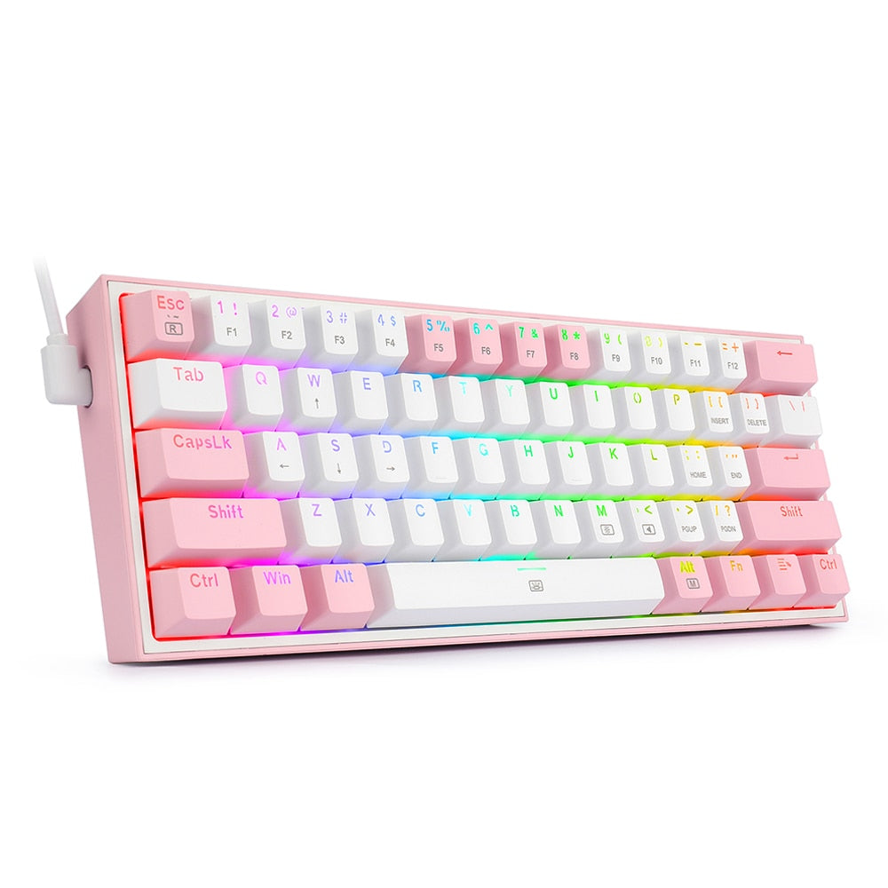 REDRAGON Fizz K617 RGB USB Mini Mechanical Gaming Wired Keyboard Red Switch 61 Key Gamer for Computer PC Laptop detachable cable Keyboard DailyAlertDeals China K617RGB-WP Red Switch