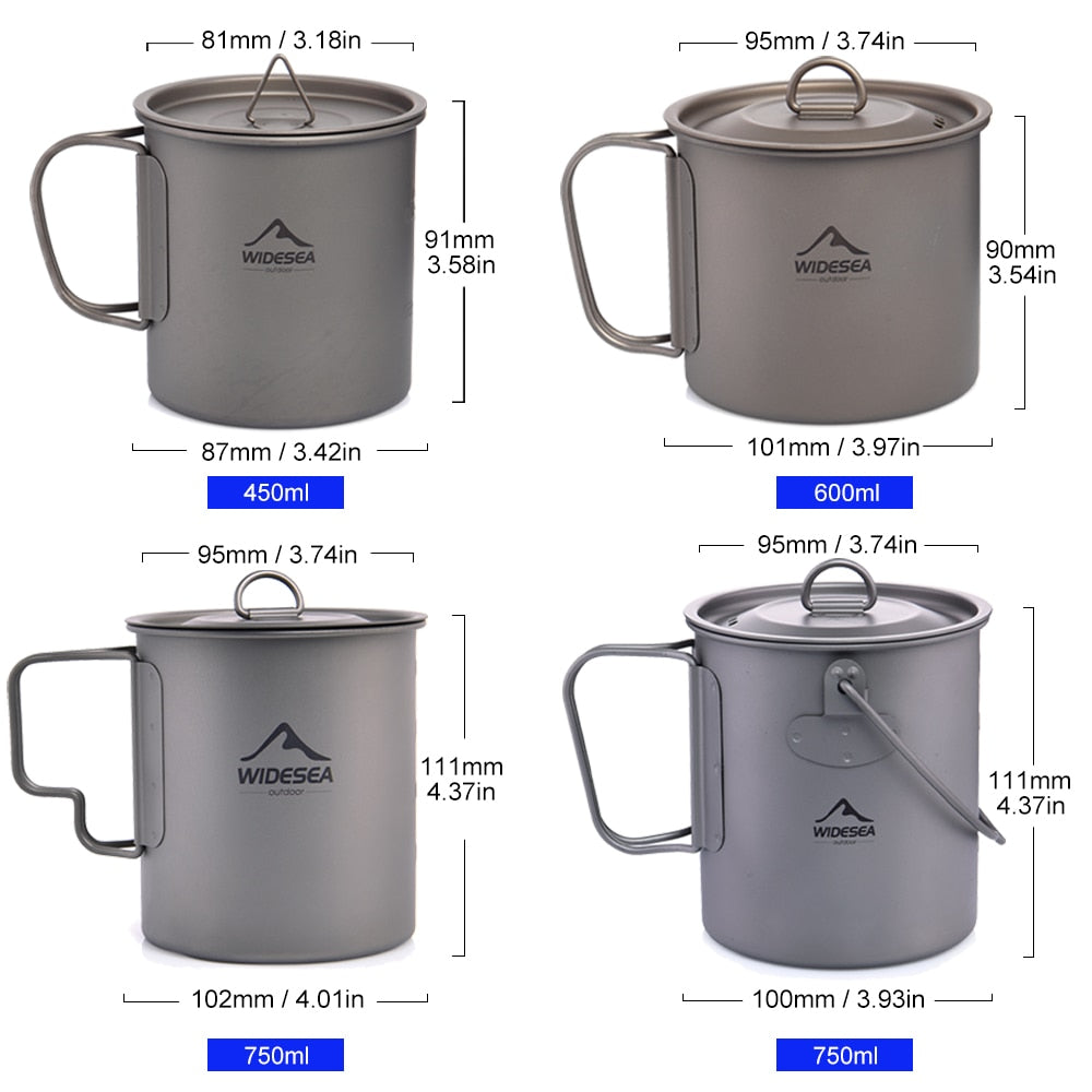Widesea Camping Mug Titanium Cup Tourist Tableware Picnic Utensils Outdoor Kitchen Equipment Travel Cooking set Cookware Hiking 0 DailyAlertDeals