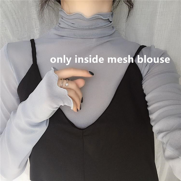 JuneLove New Transparent Korean Fashion Loose Women Blouse 22 Colors Can Choose Female Bottoming Blouses Plus Size Cheaper Tops 0 DailyAlertDeals 668AGRAY 40-65KG