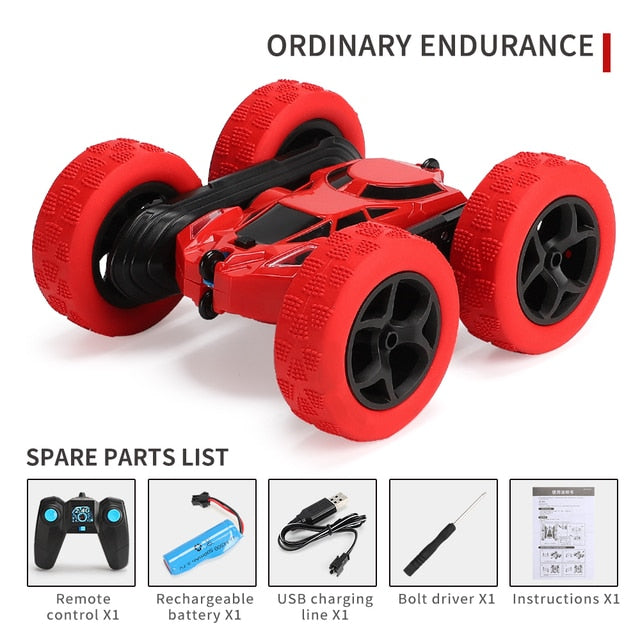 4WD RC Car 2.4G Radio Remote Control Car 1:24 Double Side RC Stunt Cars 360° Reversal Vehicle Model Toys For Children Boy RC Stunt Cars 360° Reversal Vehicle Model Toys For Children Boy DailyAlertDeals 828A Red United States