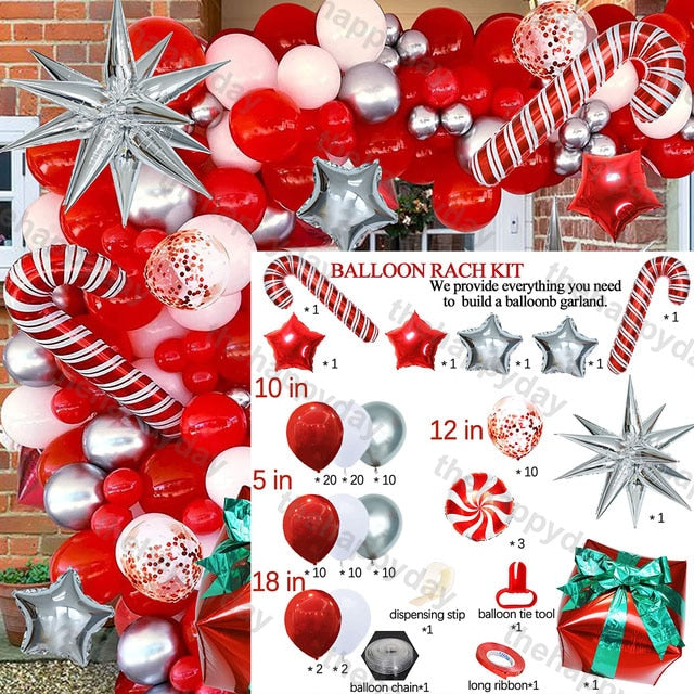 Christmas Balloon Arch Green Gold Red Box Candy Balloons Garland Cone Explosion Star Foil Balloons New Year Christma Party Decor Christmas Balloons DailyAlertDeals M 109pcs Christmas Other