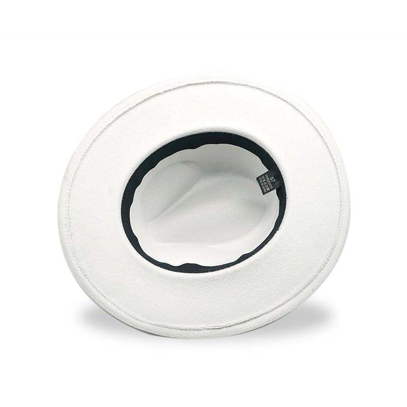 Autumn Winter Womens Felt Hat Fedoras Big Brim Hats For Women British Style Vintage Church Hats Lady Flat Brim White jazz cap 0 DailyAlertDeals