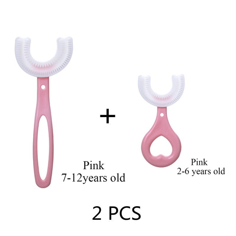 Toothbrush Children 360 Degree U-shaped Child Toothbrush Teethers Brush Silicone Kids Teeth Oral Care Cleaning baby teether DailyAlertDeals 2pcs 8