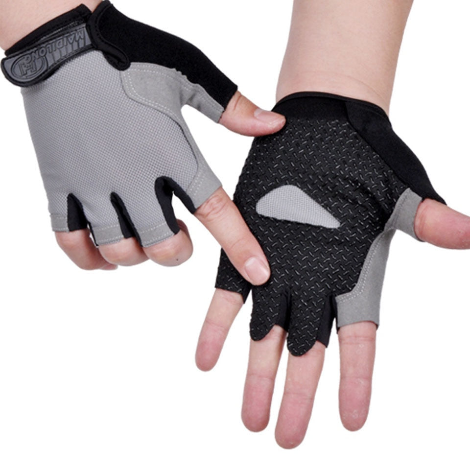 HOT Cycling Anti-slip Anti-sweat Men Women Half Finger Gloves Breathable Anti-shock Sports Gloves Bike Bicycle Glove Gloves DailyAlertDeals Type A--Gray S
