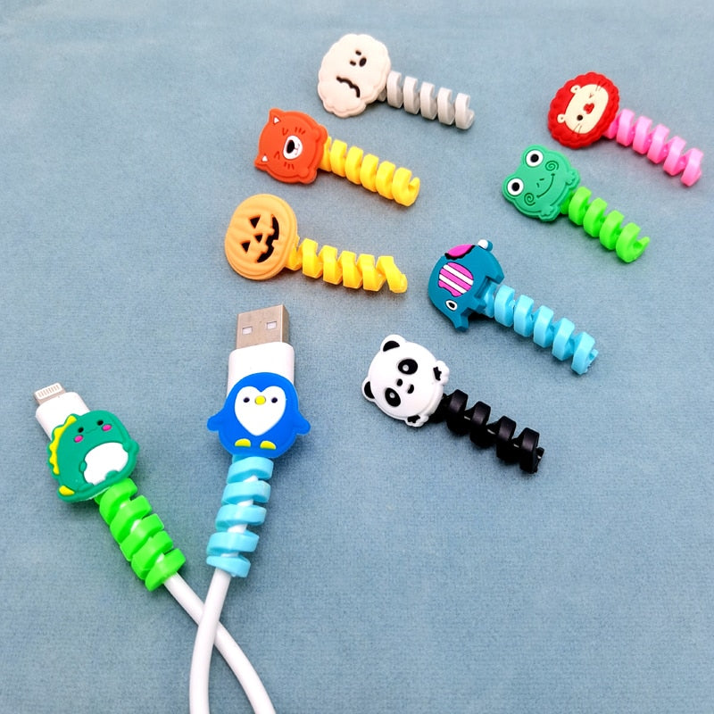 Cartoon Cable Protector For iPhones Android Type-c Winder USB Charging Cord Organizer Headphone Earphone Data Line Protect Wire protector DailyAlertDeals