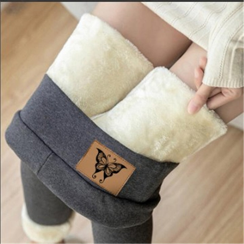 Winter Women Leggings Velvet Warm Pants Hight Waist Leggings Women Solid Color Legging Comfortable Keep Warm Stretchy Legging 0 DailyAlertDeals Butterfly gray S