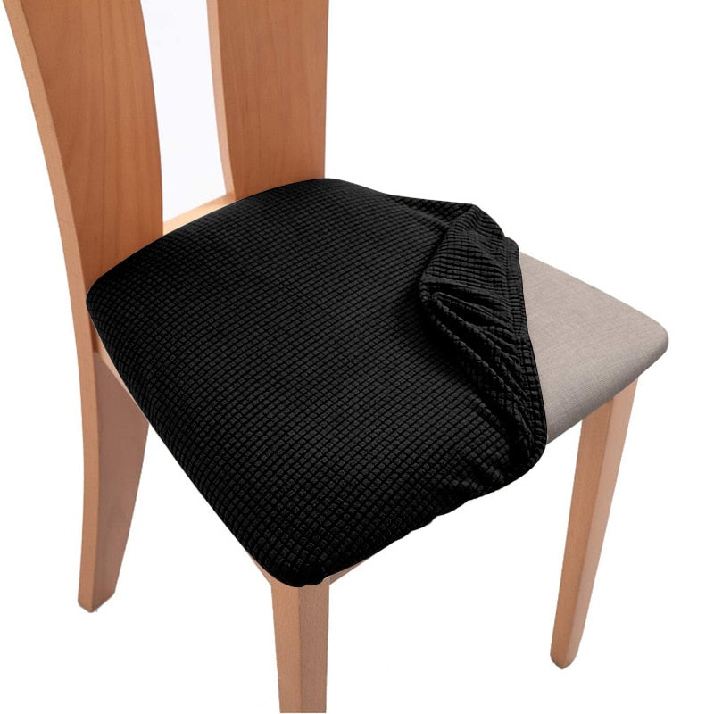 Spandex Jacquard Chair Cushion Cover Dining Room Upholstered Cushion Solid Chair Seat Cover Without Backrest Furniture Protector high chair covers DailyAlertDeals Color-22 1 Piece