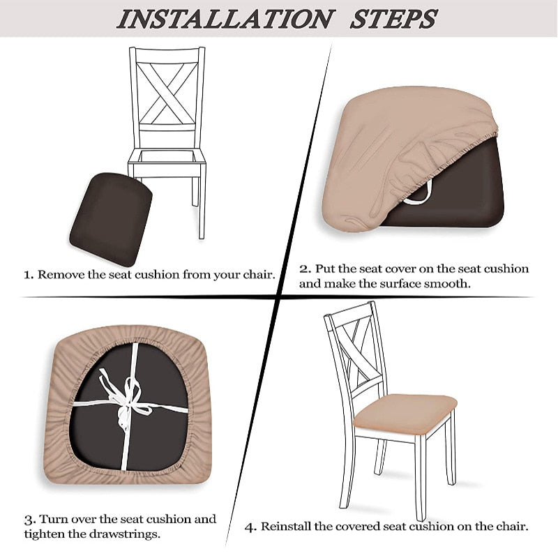 Spandex Jacquard Chair Cushion Cover Dining Room Upholstered Cushion Solid Chair Seat Cover Without Backrest Furniture Protector high chair covers DailyAlertDeals