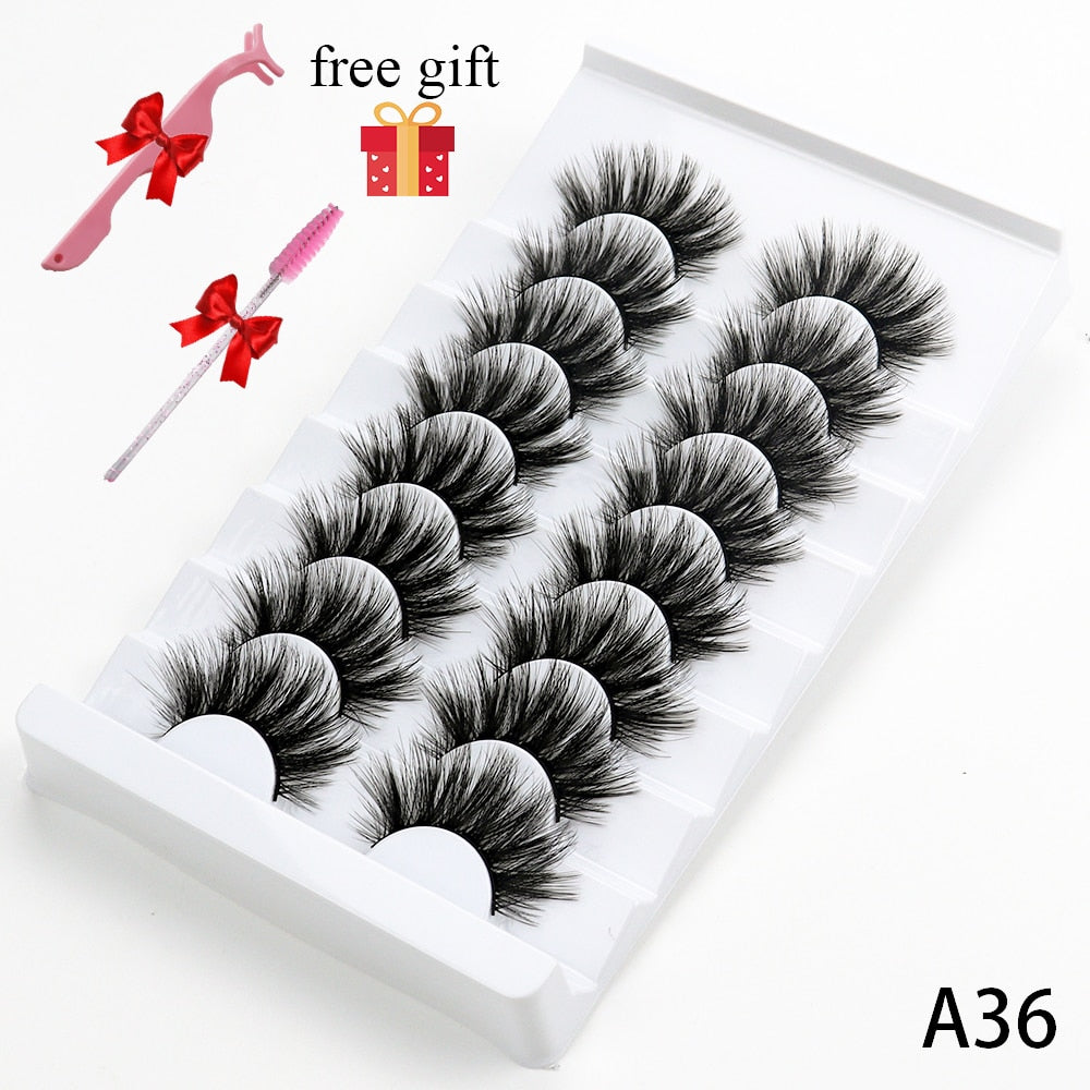 5/8 Pairs Faux Mink Eyelashes Soft Fluffy Natural False Eyelashes 3D Thick Dramatic Makeup Eyelashes Reusable Handmade Lashes DailyAlertDeals A36 China