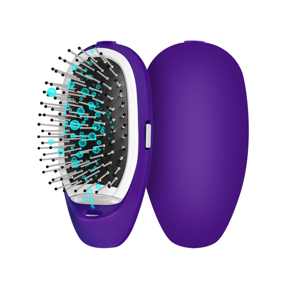 Portable Ionic Hairbrush Electric Negative Ions Hair Comb Anti Static MassageComb US Fast Shipping Styling Tool for Dropshipping portable brush hair DailyAlertDeals China Matt Purple