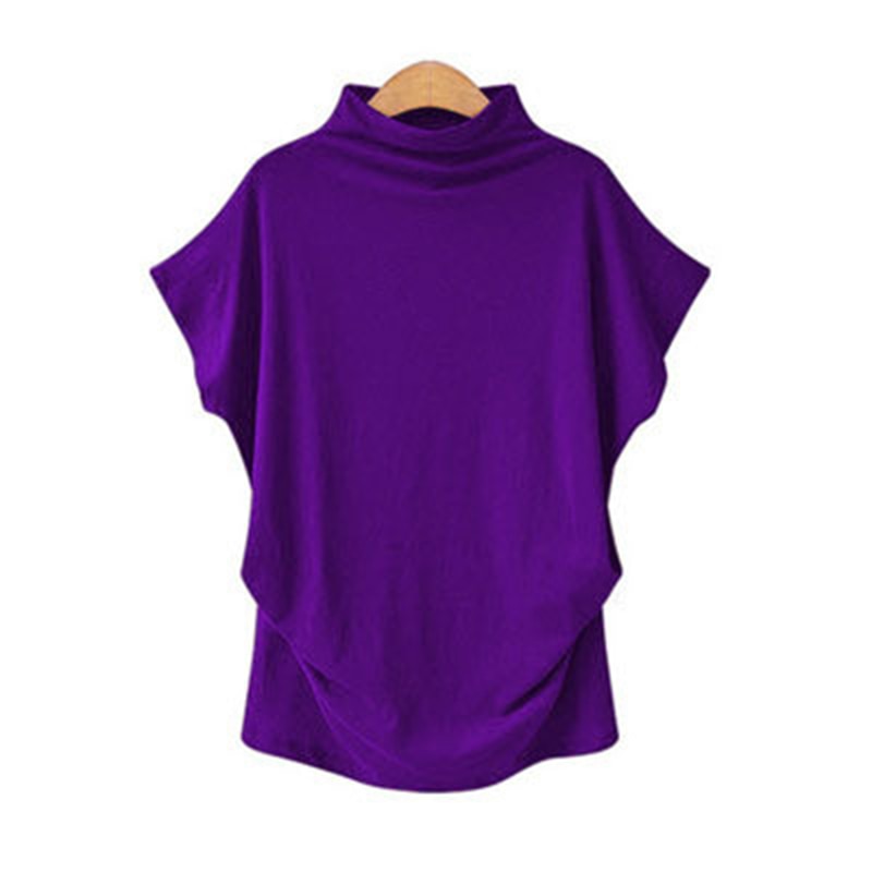 Jocoo Jolee Women Casual Turtleneck Short Batwing Sleeve Blouse Female Cotton Solid Oversized Tops Ladies Shirt 2020 Clothing DailyAlertDeals