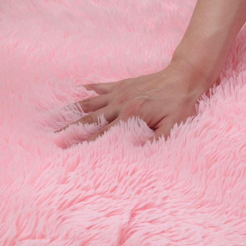 Pink Carpet For Girls Shaggy Children Floor Soft Mat Living Room Decoration Teen Doormat Nordic Red Fluffy Large Size Rugs Carpets & Rugs DailyAlertDeals