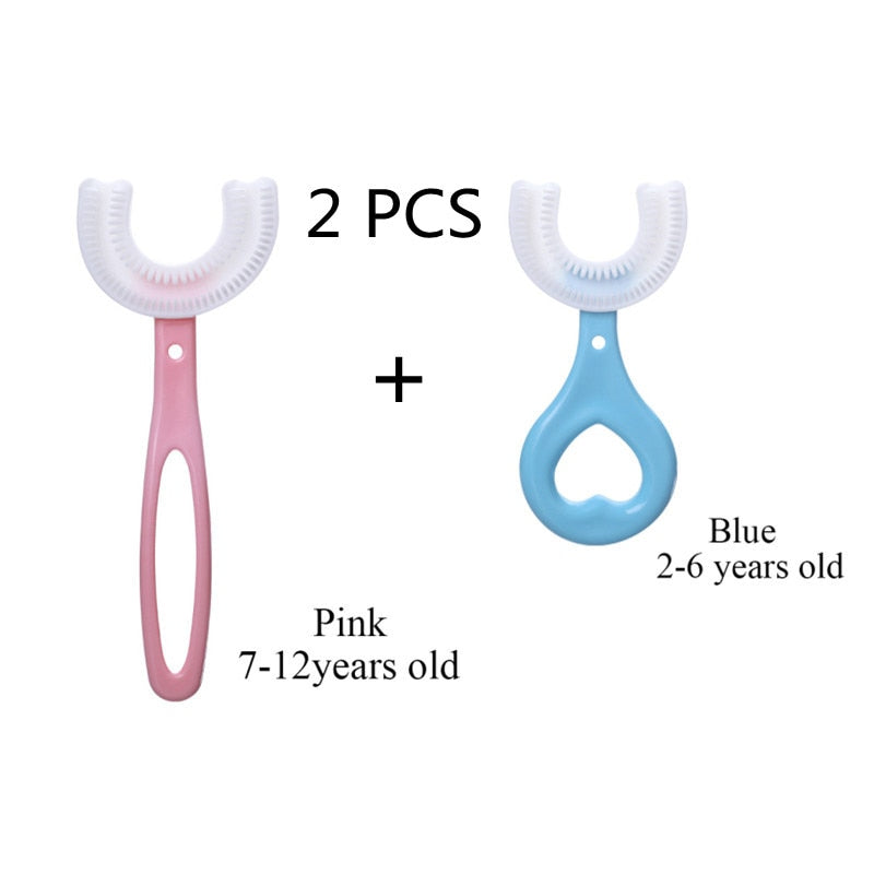 Toothbrush Children 360 Degree U-shaped Child Toothbrush Teethers Brush Silicone Kids Teeth Oral Care Cleaning baby teether DailyAlertDeals 2pcs 6