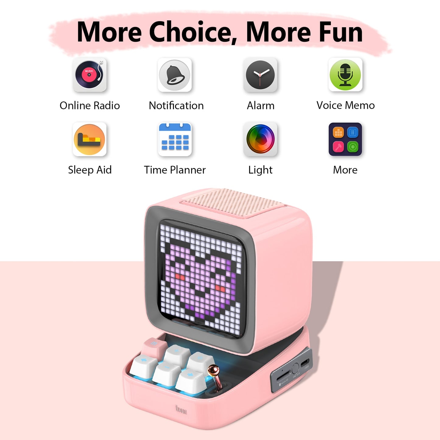 Divoom Ditoo-Pro Retro Pixel Art Bluetooth Portable Speaker Alarm Clock DIY LED Display Board, Cute Gift Home Light Decoration Bluetooth Portable Speaker DailyAlertDeals
