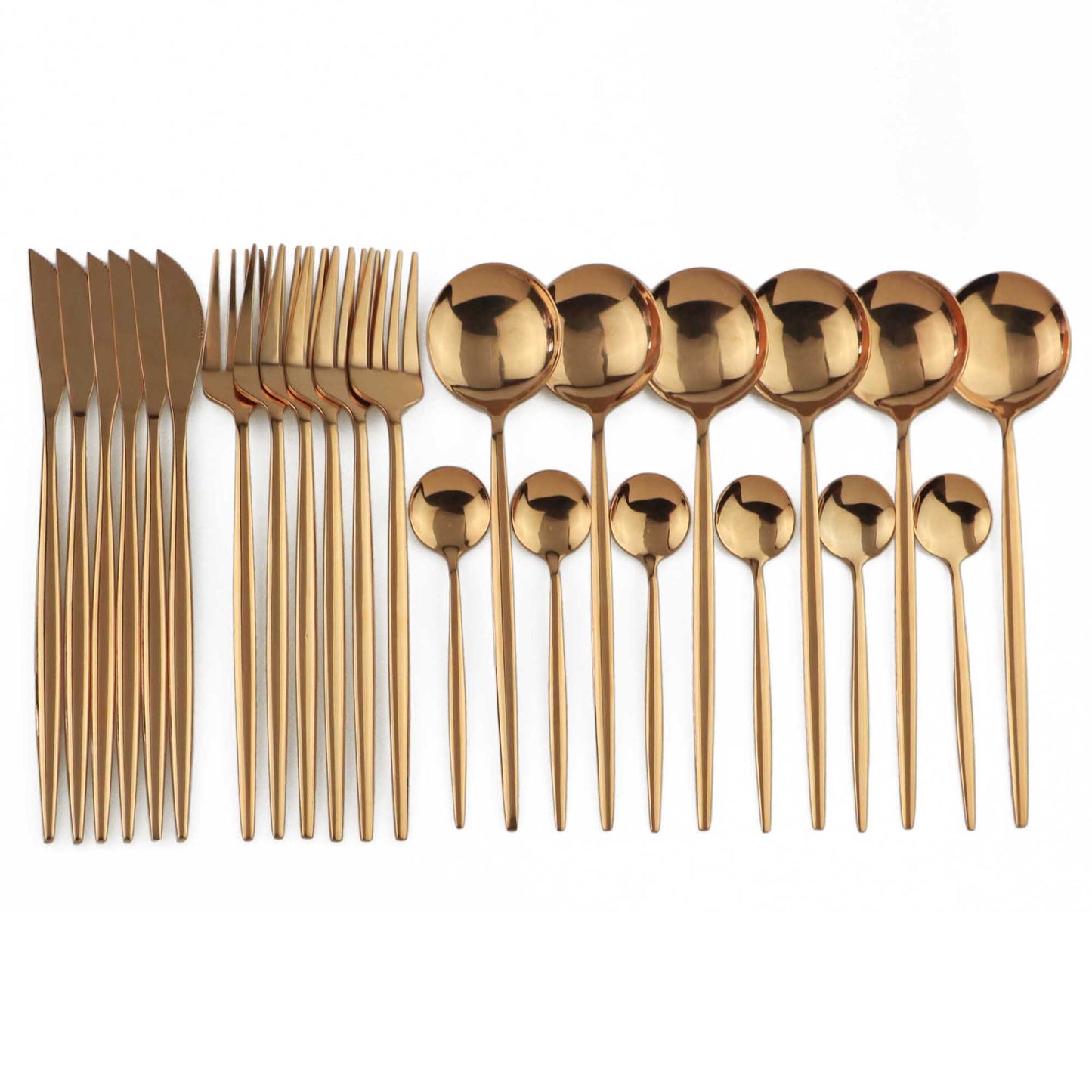 24pcs Black Western Dinnerware Set Stainless Steel Cutlery Set Fork Knife Spoon Tableware Set Flatware Set Silverware Set DailyAlertDeals China 24pcs Rose Gold