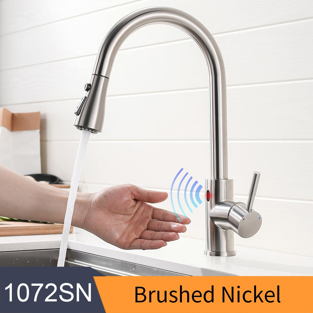 Smart Touch Kitchen Faucets Crane For Sensor Kitchen Water Tap Sink Mixer Rotate Touch Faucet Sensor Water Mixer KH-1005 Smart Touch Kitchen Faucets DailyAlertDeals 1072-Brush Nickel United States