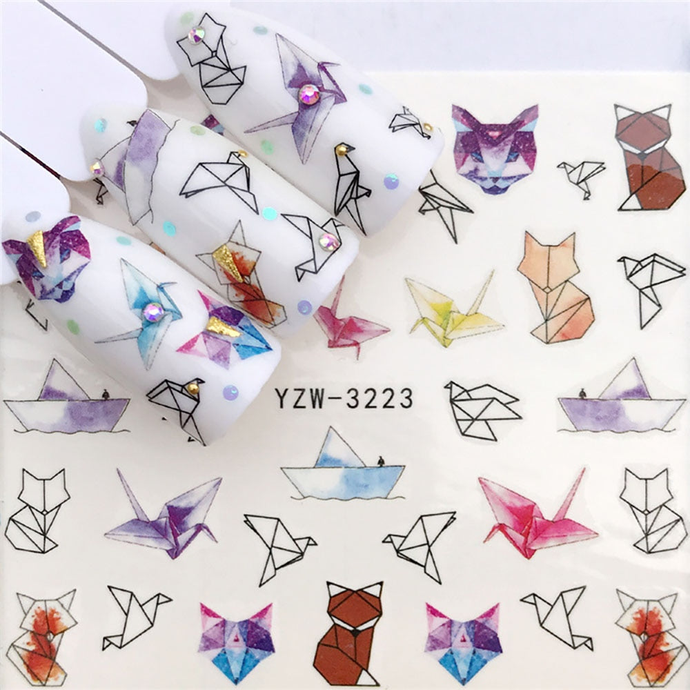 Nail Sticker Wolf Stickers Sliders For Nails Summer Full Nail Design Decorations Water Decals Animal Transfer Children's Slider nail art DailyAlertDeals YZW-3223