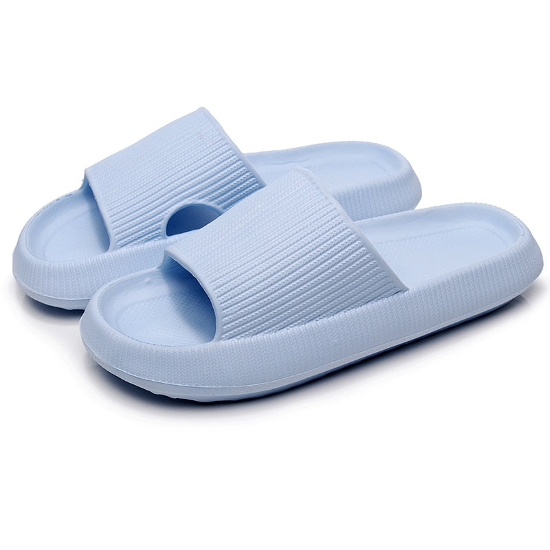 Women Thick Platform Cloud Slippers Summer Beach Eva Soft Sole Slide Sandals Leisure Men Ladies Indoor Bathroom Anti-slip Shoes DailyAlertDeals light blue 36-37(240mm)