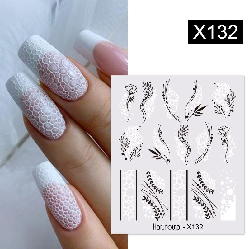 Harunouta Black Lines Flower Leaf Water Decals Stickers Spring Simple Green Theme Face Marble Pattern Slider For Nails Art Decor 0 DailyAlertDeals X132