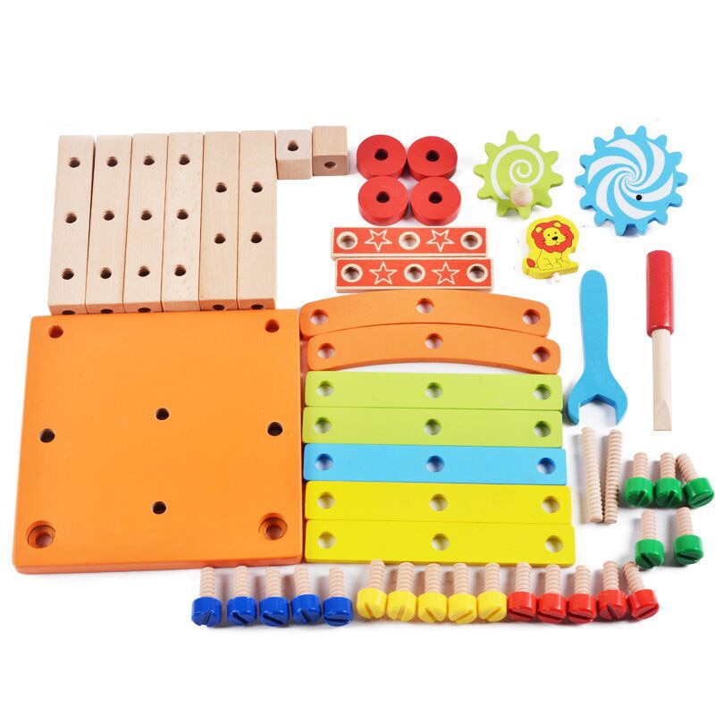 Wooden Assembling Chair Montessori Toys Baby Educational Wooden Blocks Kids Montessori Wooden Assembling Chair Toys DailyAlertDeals