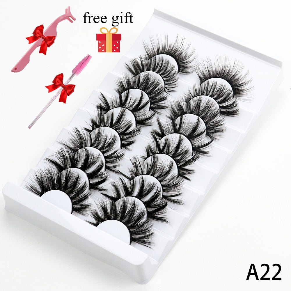 5/8 Pairs Faux Mink Eyelashes Soft Fluffy Natural False Eyelashes 3D Thick Dramatic Makeup Eyelashes Reusable Handmade Lashes DailyAlertDeals A22 China