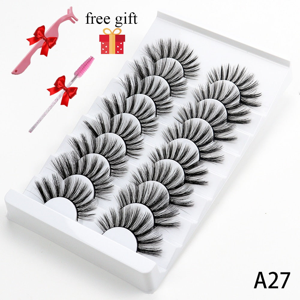 5/8 Pairs Faux Mink Eyelashes Soft Fluffy Natural False Eyelashes 3D Thick Dramatic Makeup Eyelashes Reusable Handmade Lashes  DailyAlertDeals A27 China