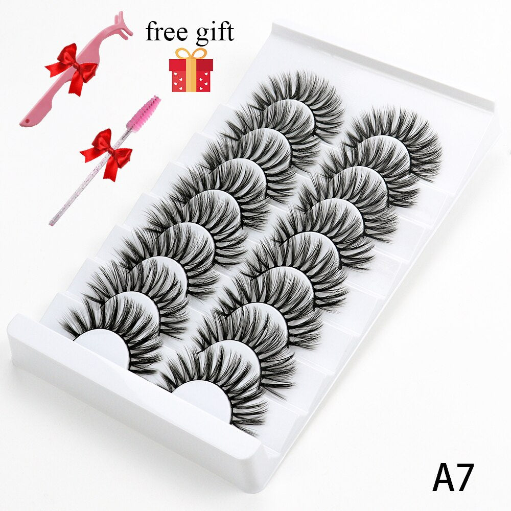 5/8 Pairs Faux Mink Eyelashes Soft Fluffy Natural False Eyelashes 3D Thick Dramatic Makeup Eyelashes Reusable Handmade Lashes  DailyAlertDeals A7 China