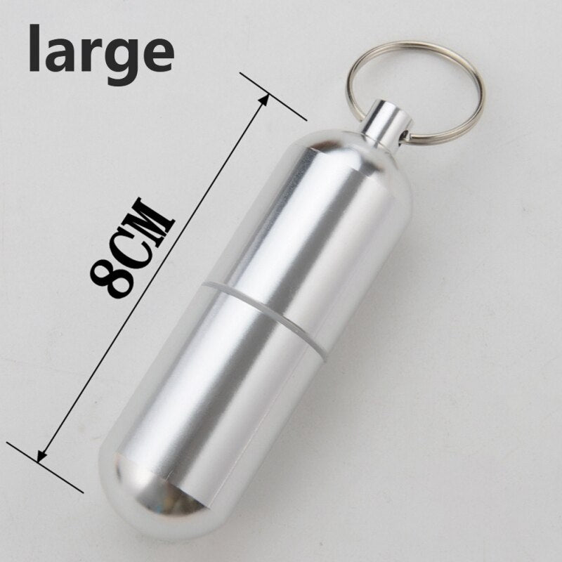 Waterproof Aluminum Pill Box Case Bottle Cache Drug Holder for Traveling Camping Container Keychain Medicine Box Health Care health care pill box DailyAlertDeals