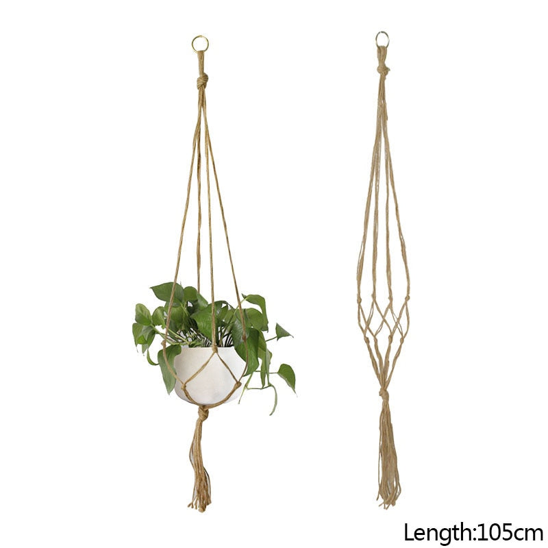 Macrame Handmade Plant Hanger Baskets Flower Pots Holder Balcony Hanging Decoration Knotted Lifting Rope Home Garden Supplies 0 DailyAlertDeals E