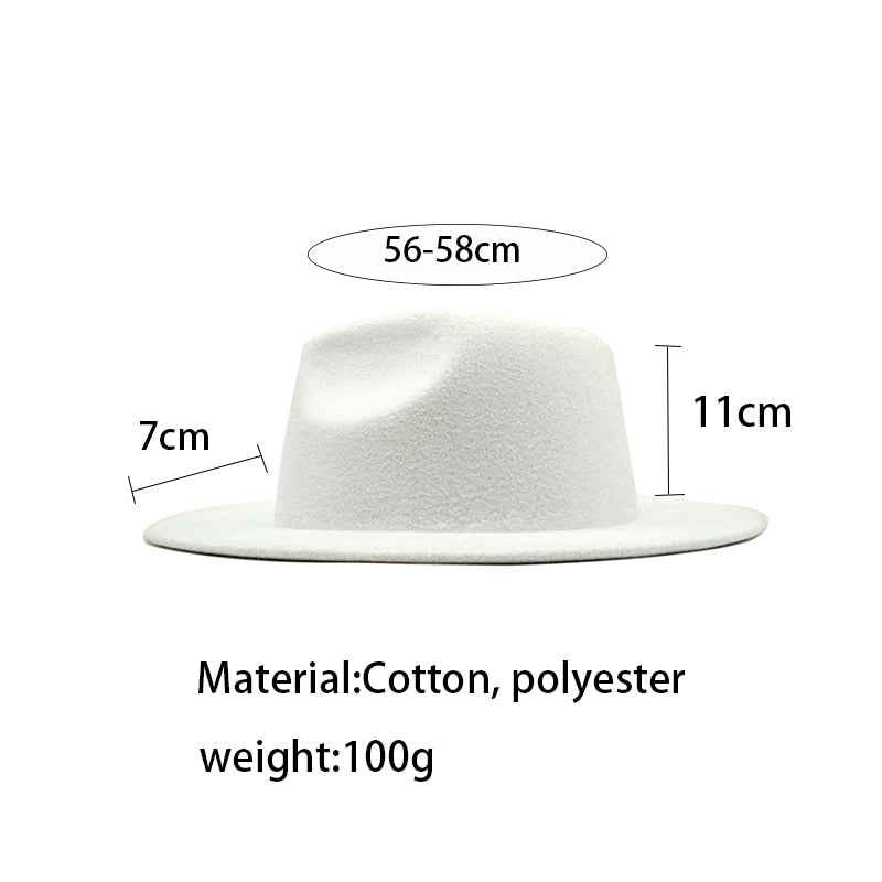 Autumn Winter Womens Felt Hat Fedoras Big Brim Hats For Women British Style Vintage Church Hats Lady Flat Brim White jazz cap 0 DailyAlertDeals
