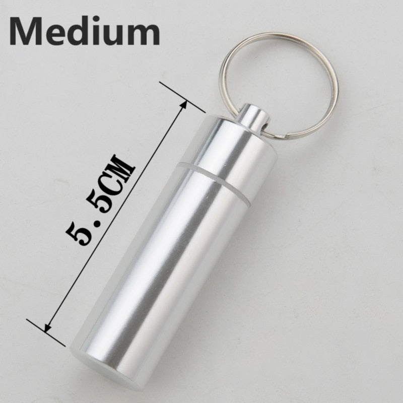 Waterproof Aluminum Pill Box Case Bottle Cache Drug Holder for Traveling Camping Container Keychain Medicine Box Health Care health care pill box DailyAlertDeals M China