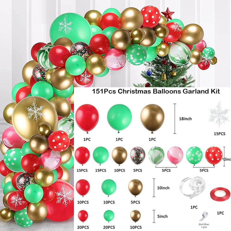 Christmas Balloon Arch Green Gold Red Box Candy Balloons Garland Cone Explosion Star Foil Balloons New Year Christma Party Decor Christmas Balloons DailyAlertDeals O 151pcs Christmas Other