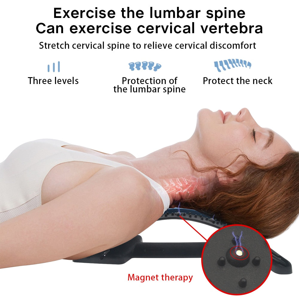 Multi-level Adjustable Back Massager Stretcher Waist Neck Stretch Fitness Lumbar Cervical Spine Support Pain Relief Relaxation back massager DailyAlertDeals
