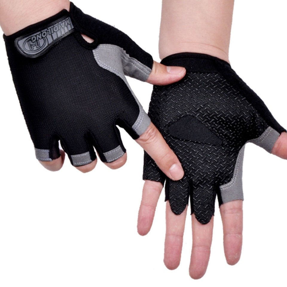 HOT Cycling Anti-slip Anti-sweat Men Women Half Finger Gloves Breathable Anti-shock Sports Gloves Bike Bicycle Glove Gloves DailyAlertDeals Type A--Black S